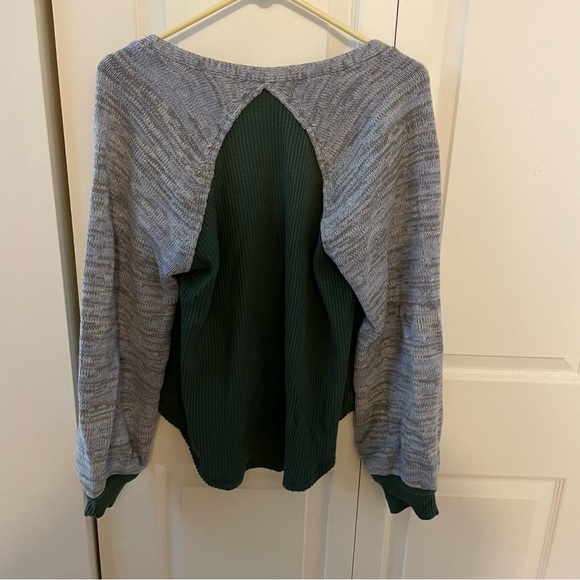 Free People We The Free Raglan Waffle Knit Colorblock Henley Large - Picture 2 of 10